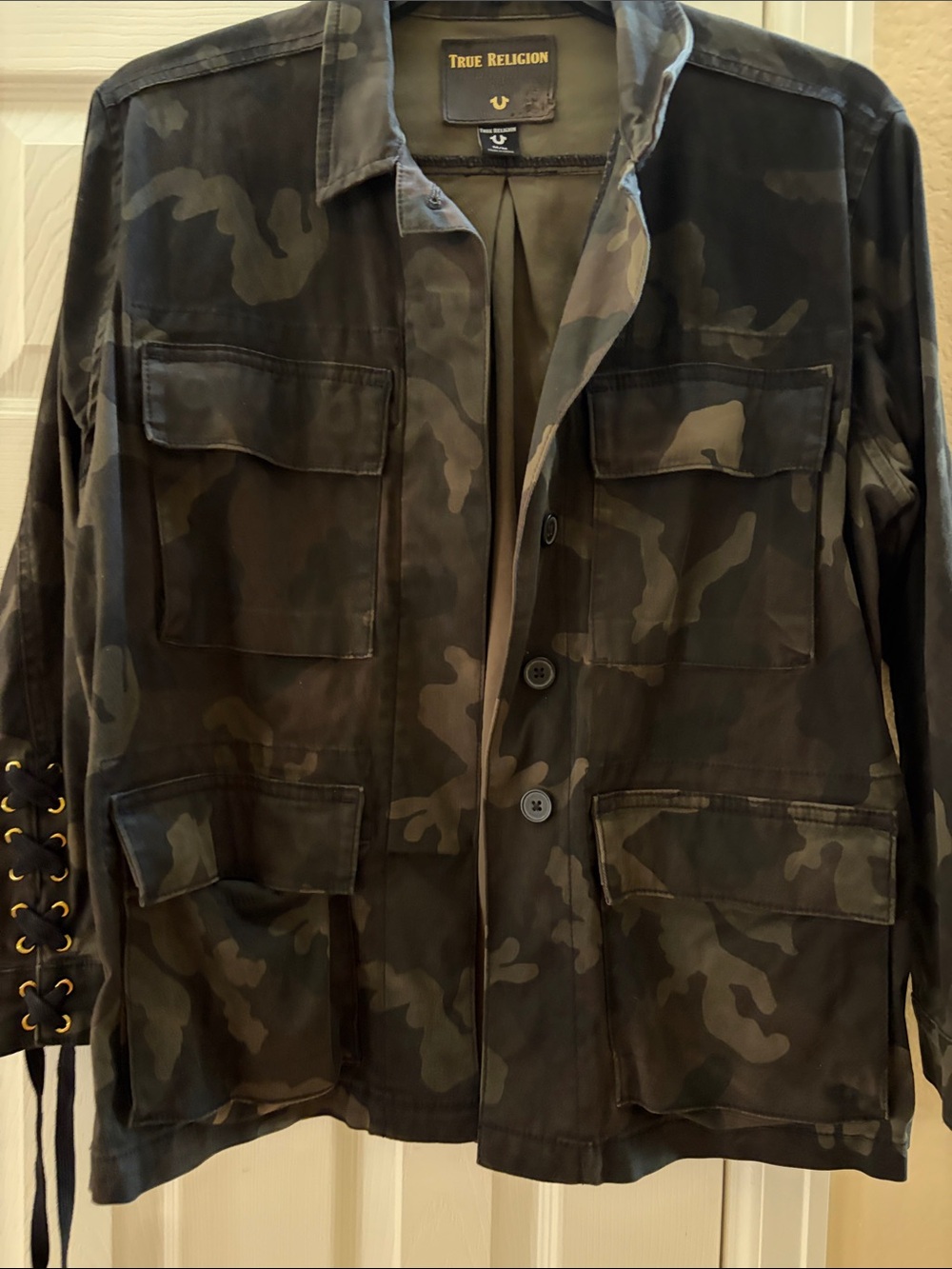 True Religion Green and Black Camo Field Jacket Women’s